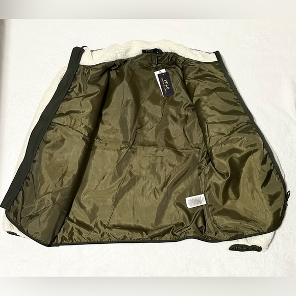 Polo Ralph Lauren Men Full Zip Pony Sherpa Fleece Coat Jacket Size Large White - Picture 5 of 5